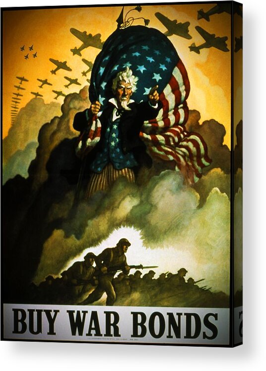 Uncle Sam Acrylic Print featuring the digital art Buy War Bonds by Bob Geary