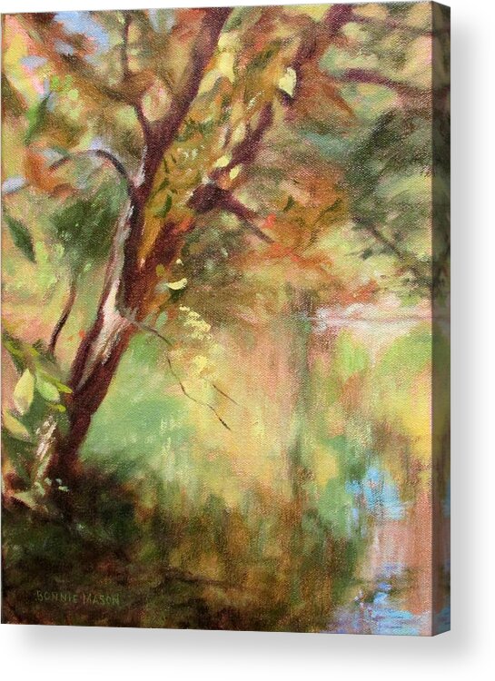 Rivers Acrylic Print featuring the painting By the Greenway in Autumn- along the Roanoke River by Bonnie Mason