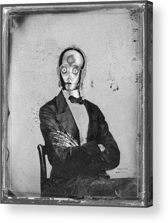 C-3po Acrylic Print featuring the painting C-3PO Star Wars Antique Photo by Tony Rubino