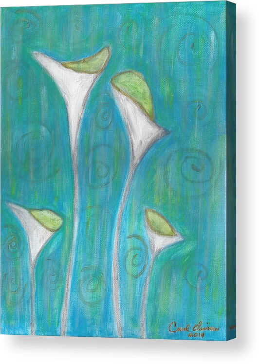 Calla Lilies Acrylic Print featuring the painting Calla Lilies by Carol Eliassen