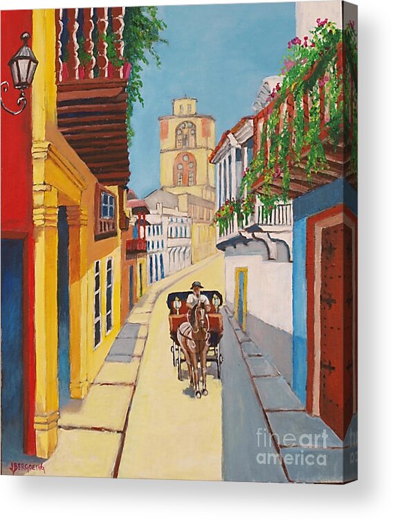 Cartagena De Indias Acrylic Print featuring the painting Cartagena's Calash by Jean Pierre Bergoeing