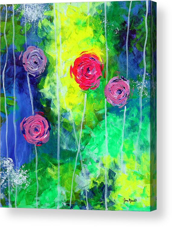 Flower Acrylic Print featuring the painting Cascading Light by Jan Marvin by Jan Marvin