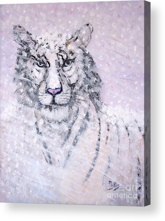 White Tiger Acrylic Print featuring the painting Chairman of the Board by Phyllis Kaltenbach