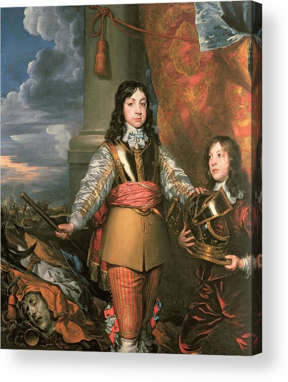 Portrait Acrylic Print featuring the photograph Charles II As Prince Of Wales With A Page, C.1642 Oil On Canvas by William Dobson