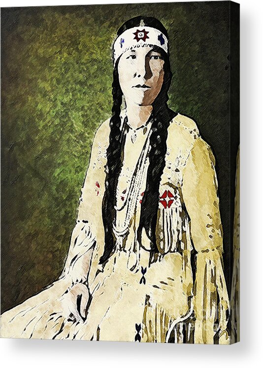 Cherokee Acrylic Print featuring the digital art Cherokee Woman by Lianne Schneider