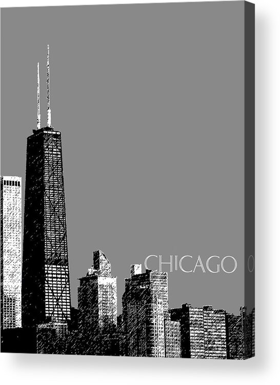 Architecture Acrylic Print featuring the digital art Chicago Hancock Building - Pewter by DB Artist
