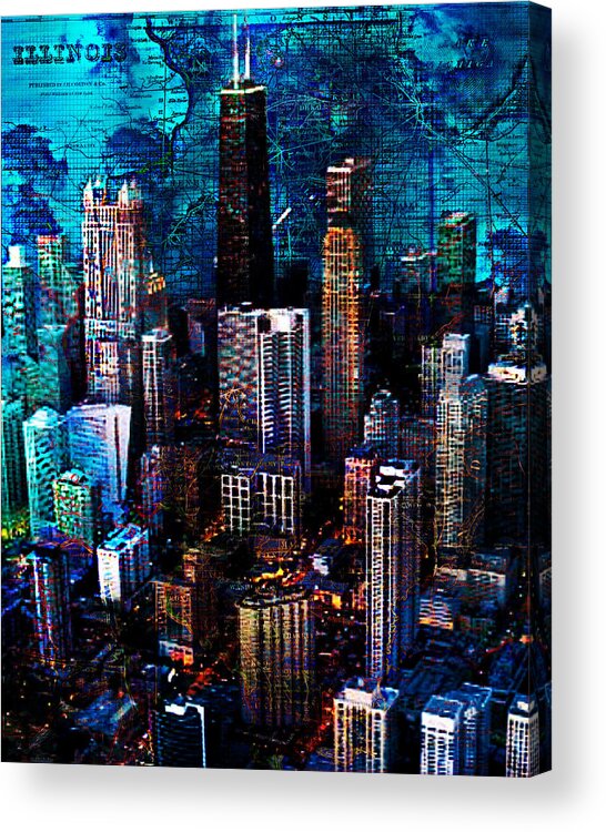 Chicago Acrylic Print featuring the digital art Chicago Loop Abstract by Lynda Payton