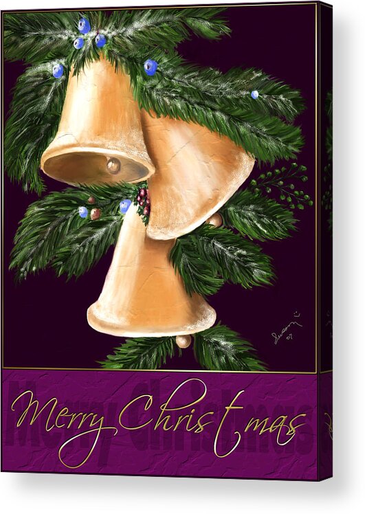 Christmas Acrylic Print featuring the painting Christmas Bells by Susan Kinney