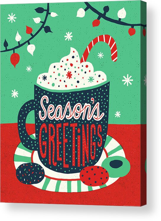 Blue Acrylic Print featuring the painting Christmas Cocoa by Michael Mullan