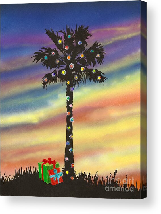 Palm Tree Acrylic Print featuring the painting San Clemente Christmas by Mary Scott