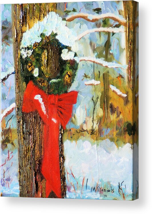 Impressionistic Christmas Holiday Card Acrylic Print featuring the painting Christmas Wreath by Michael Daniels