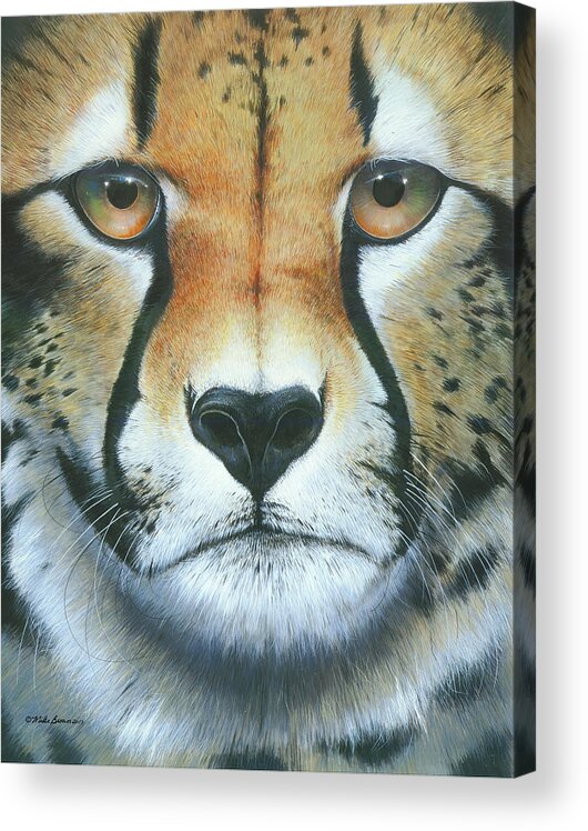 Cheetah Acrylic Print featuring the painting Close to the Soul by Mike Brown