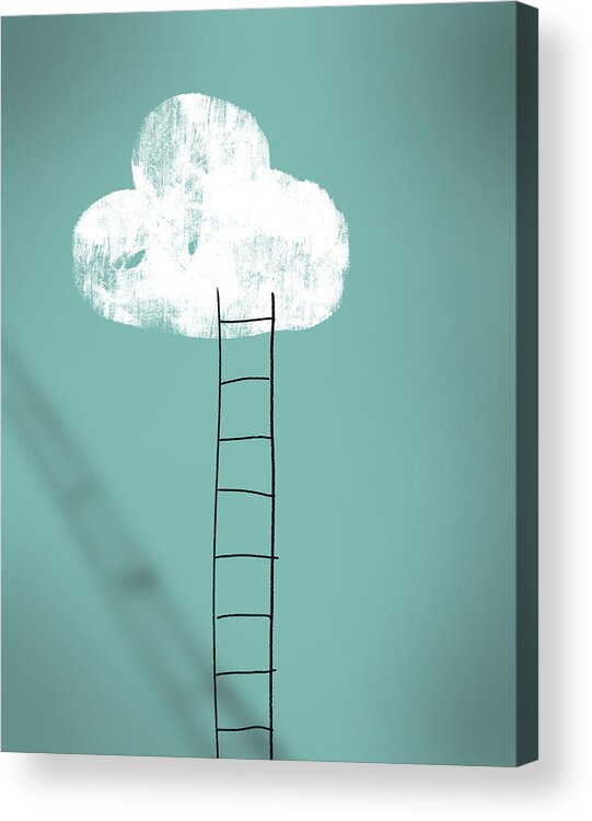 Steps Acrylic Print featuring the photograph Cloud and ladder - achieving dreams concept by Mikroman6