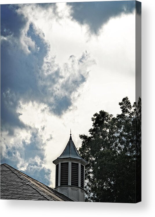Cloudy Steeple Acrylic Print featuring the photograph Cloudy Steeple by Maggy Marsh