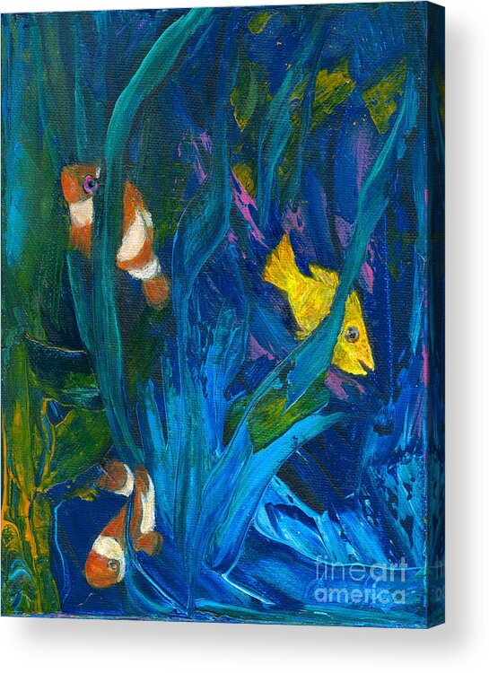 Ocean Acrylic Print featuring the painting Clowning Around by Denise Hoag