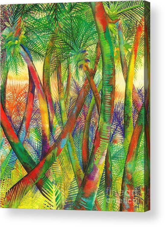 Palm Trees Acrylic Print featuring the painting Coconut Grove by Frances Ku