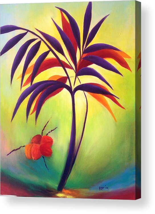 Tree Acrylic Print featuring the painting Coconuts by Karin Eisermann