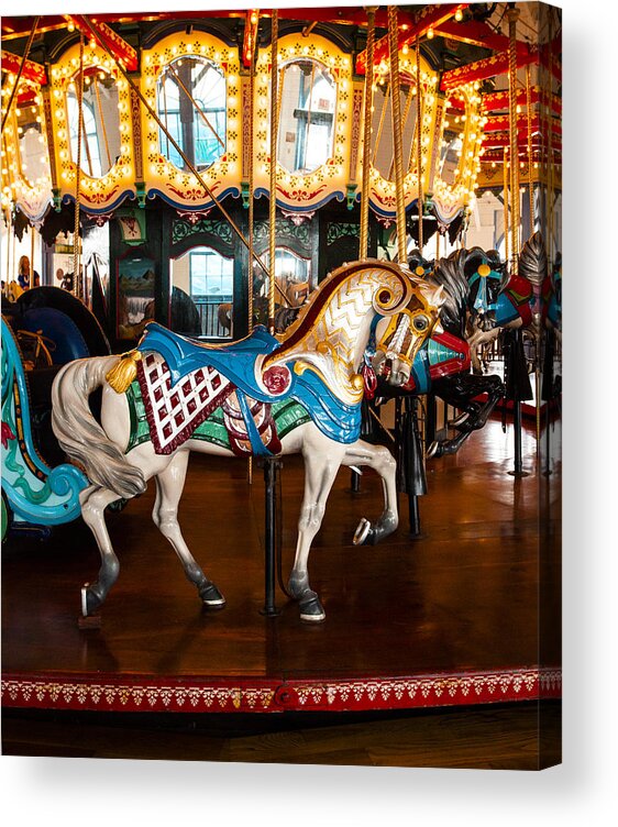 Carousel Horse Ride Acrylic Print featuring the photograph Colorful Carousel Horse by Jerry Cowart