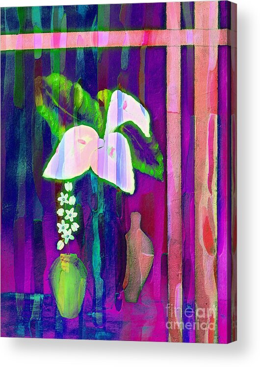 Colorful Calla Lily Still Life Acrylic Print featuring the painting Colorful Calla Lily Still Life by Barbara A Griffin