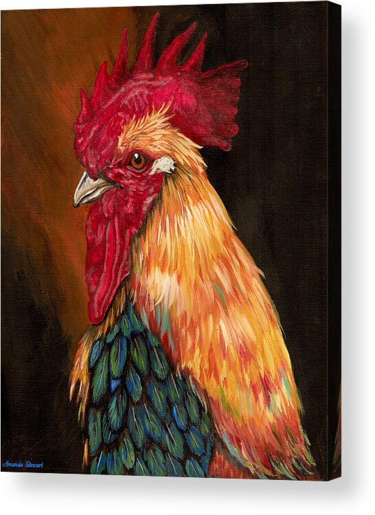 Colorful Rooster Acrylic Print By Amanda Hukill