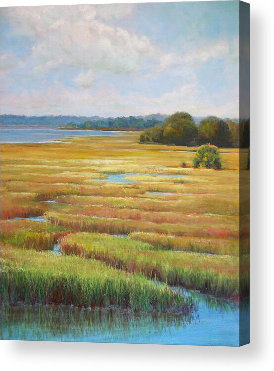 Marsh Acrylic Print featuring the painting Colors in the Marsh by Pam Talley