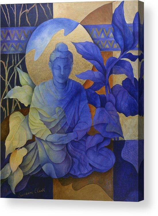 Buddha Acrylic Print featuring the painting Contemplation - Buddha Meditates by Susanne Clark