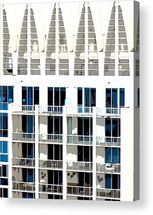 South Beach Miami Florida Art Deco Tower Condo Sobe Sofi Architecture Acrylic Print featuring the photograph Continuum North Tower by Culture Cruxxx