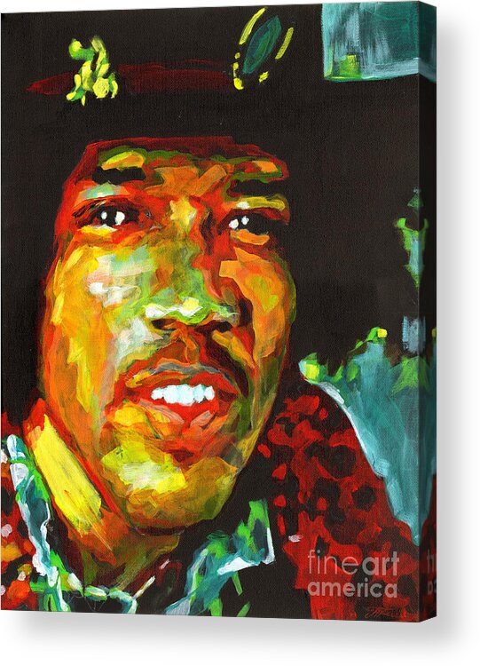 Tanya Filichkin Acrylic Print featuring the painting American Legend Jimi Hendrix by Tanya Filichkin