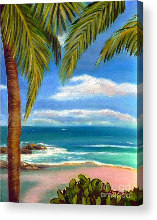 Art Acrylic Print featuring the painting Costa Rica Rocks  Costa Rica Seascape by Shelia Kempf