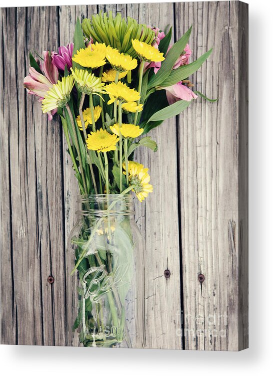 Mason Jar Acrylic Print featuring the photograph Country Bouquet by Kim Fearheiley