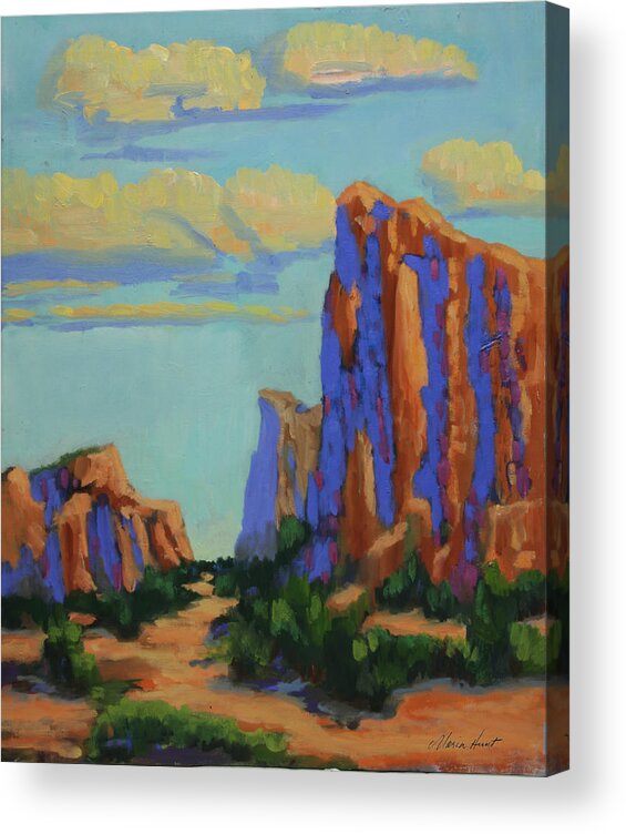 Sedona Acrylic Print featuring the painting Courthouse Rock in Sedona by Maria Hunt