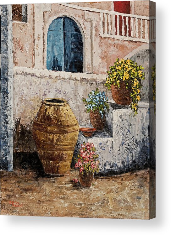 Courtyard Acrylic Print featuring the painting Courtyard 2 by Darice Machel McGuire