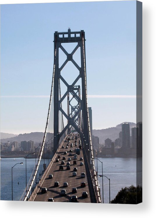 Treasure Island Acrylic Print featuring the photograph Crossing the Bay Bridge by Dee Savage