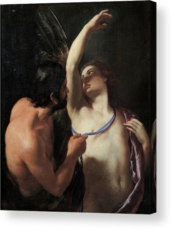 Andrea Sacchi Acrylic Print featuring the painting Daedalus and Icarus by Andrea Sacchi