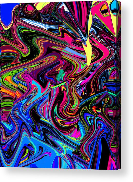 Abstract Motion Blue Red Acrylic Print featuring the digital art Dark Wave by Phillip Mossbarger