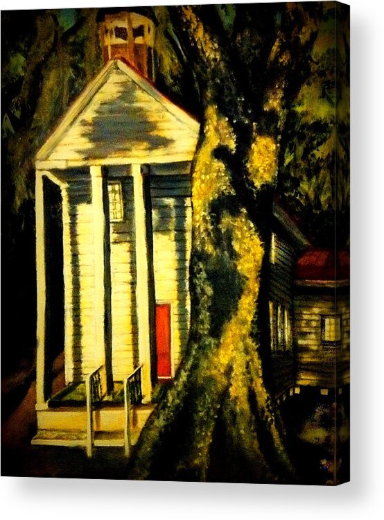 Beaufort Acrylic Print featuring the painting Daybreak on Oak Church by Alexandria Weaselwise Busen