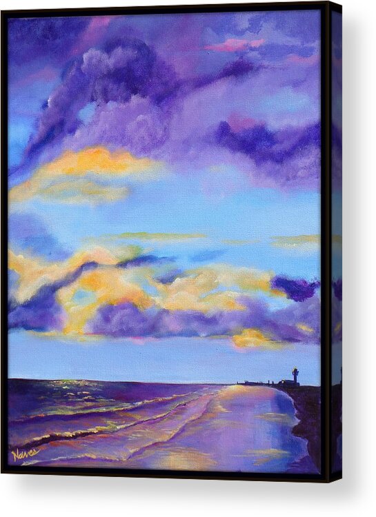 Coastal Scene Painting Acrylic Print featuring the painting Day's Farewell by Deborah Naves