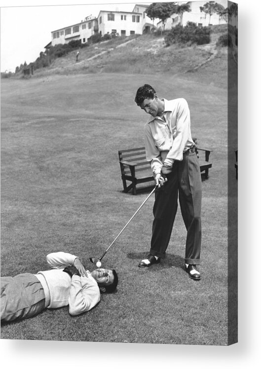 1953 Acrylic Print featuring the photograph Dean Martin and Jerry Lewis Golf by Underwood Archives