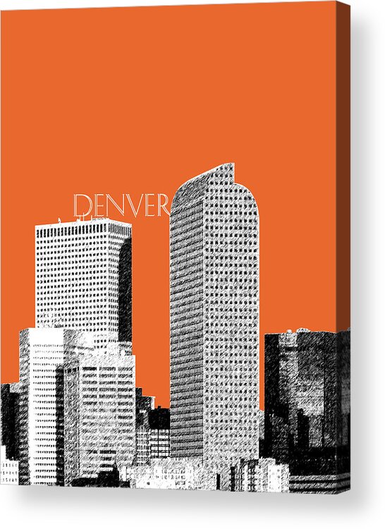 Architecture Acrylic Print featuring the digital art Denver Skyline - Coral by DB Artist