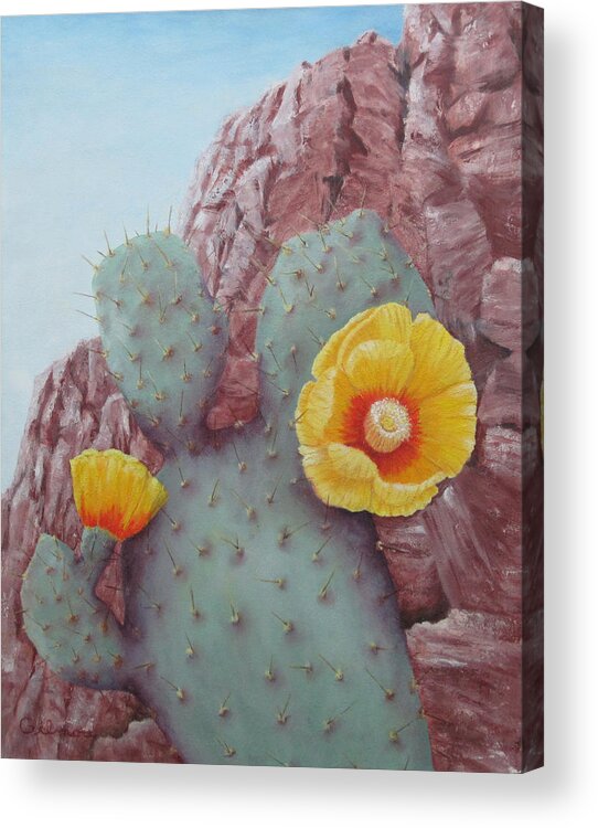 Landscape Acrylic Print featuring the painting Desert Rose by Roseann Gilmore