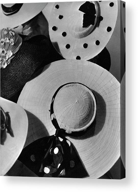 Patou Acrylic Print featuring the photograph Designer Cartwheel Hats by Horst P. Horst