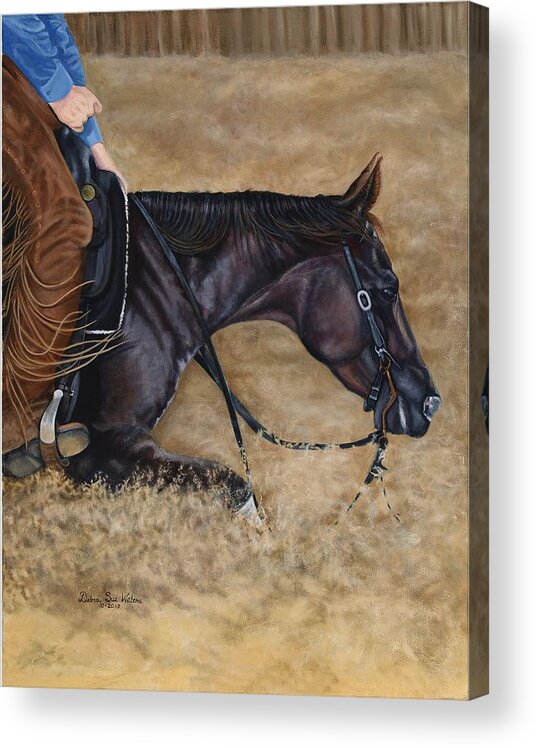 Cutting Horse Acrylic Print featuring the painting Dig Deep by Debra Sue Waters