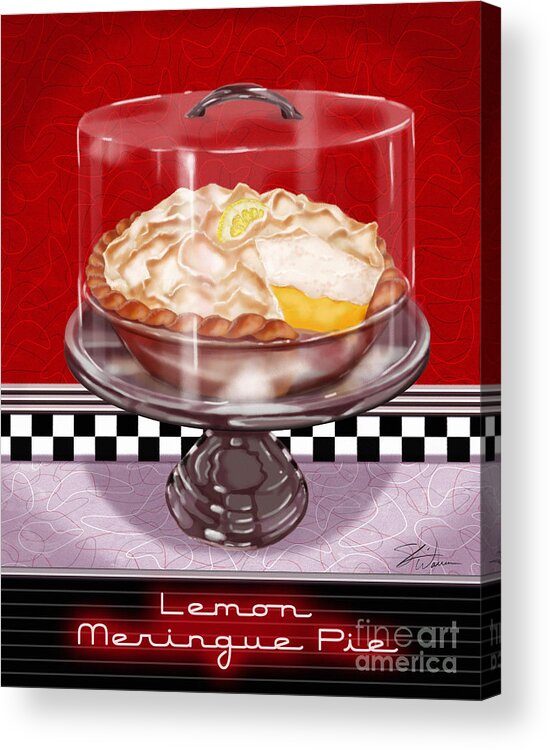 Chocolate Acrylic Print featuring the mixed media Diner Desserts - Lemon Meringue Pie by Shari Warren