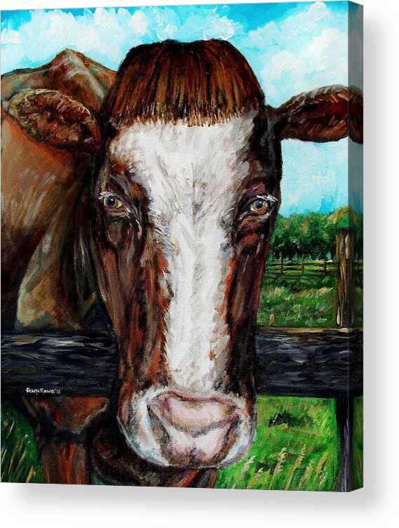 Cow Acrylic Print featuring the painting Divine Bovine by Shana Rowe Jackson