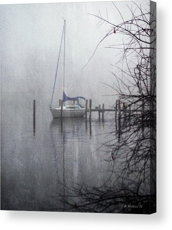 2d Acrylic Print featuring the photograph Docked In The Fog - Texture Effect by Brian Wallace