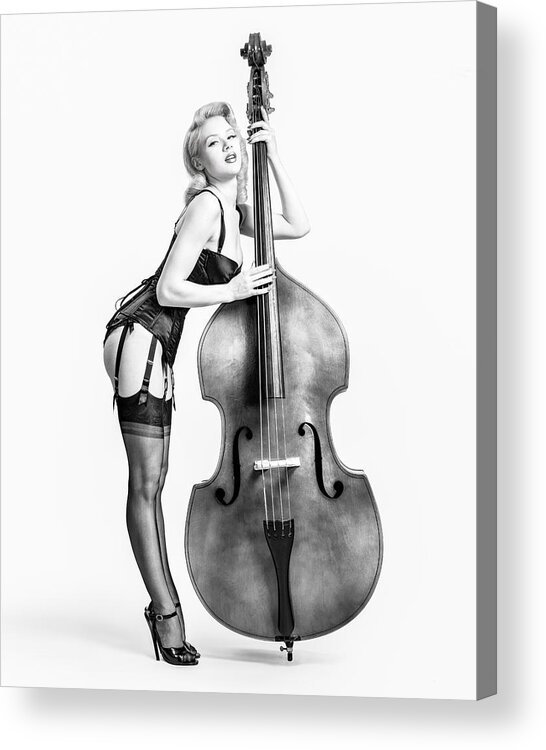 Burlesque Acrylic Print featuring the photograph Doghouse with Mosh - String Bass Baby  by Gary Heller