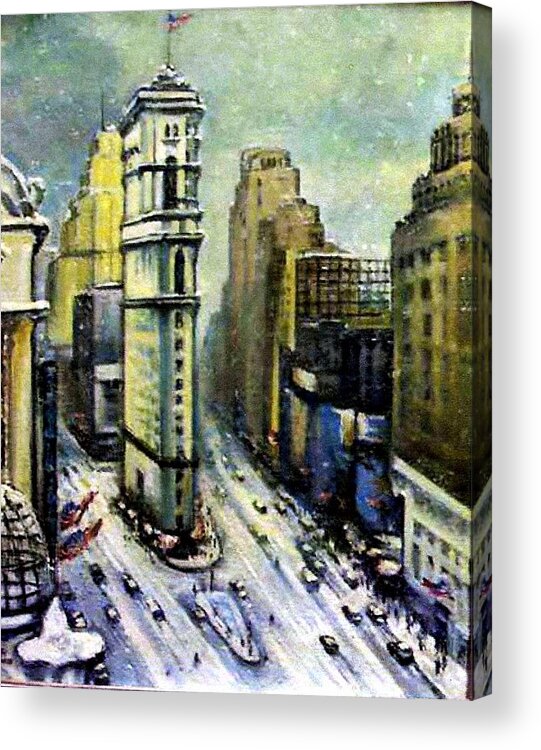 Cityscape Acrylic Print featuring the painting Downtown New York by Philip Corley