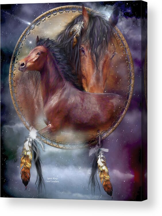 Carol Cavalaris Acrylic Print featuring the mixed media Dream Catcher - Spirit Horse by Carol Cavalaris