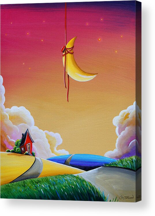 Moon Acrylic Print featuring the painting Dreamville by Cindy Thornton