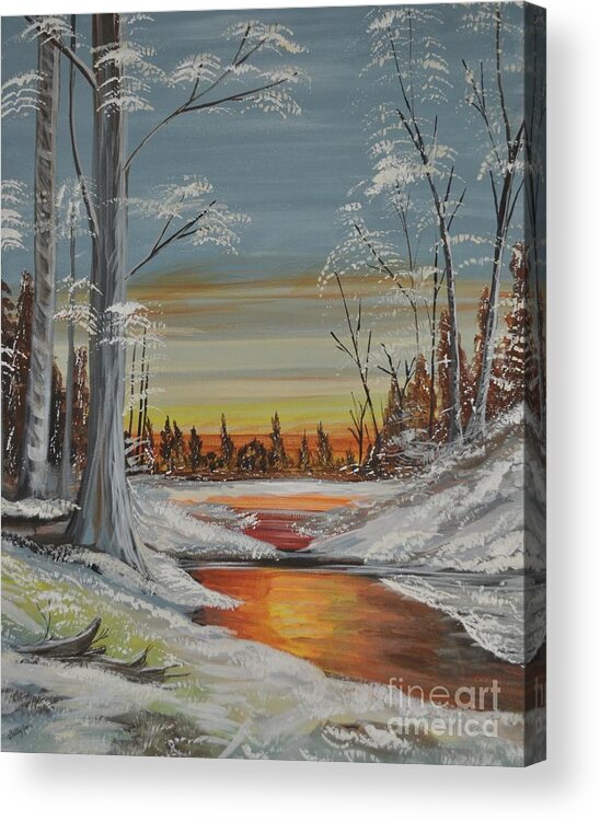 Land Scape Acrylic Print featuring the painting Early Winter by Sally Tiska Rice